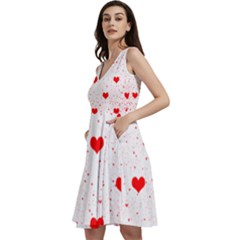 Hearts Romantic Love Valentines Sleeveless V-neck Skater Dress With Pockets by Ndabl3x