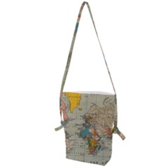 Vintage World Map Folding Shoulder Bag by Ndabl3x