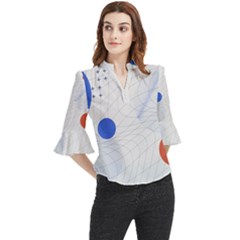 Computer Network Technology Digital Loose Horn Sleeve Chiffon Blouse