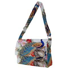 Birds Peacock Artistic Colorful Flower Painting Full Print Messenger Bag (l) by Sarkoni