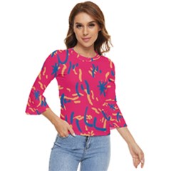 Pattern Booty Faces Bell Sleeve Top