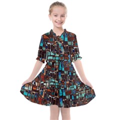 Stained Glass Mosaic Abstract Kids  All Frills Chiffon Dress by Sarkoni