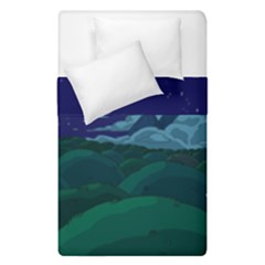 Adventure Time Cartoon Night Green Color Sky Nature Duvet Cover Double Side (single Size) by Sarkoni