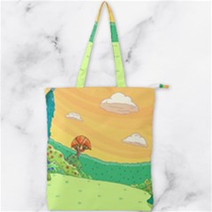 Green Field Illustration Adventure Time Multi Colored Double Zip Up Tote Bag by Sarkoni