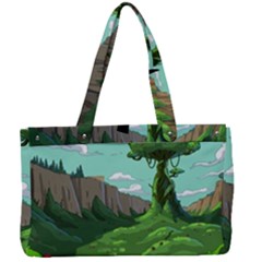 Adventure Time Cartoon Green Color Nature  Sky Canvas Work Bag by Sarkoni