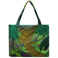 Green Pine Trees Wallpaper Adventure Time Cartoon Green Color Mini Tote Bag by Sarkoni