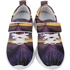 Bed Of Purple Petaled Flowers Photography Landscape Nature Kids  Velcro Strap Shoes by Sarkoni