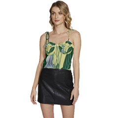 Botanical Plants Green Flowy Camisole Tie Up Top by Sarkoni