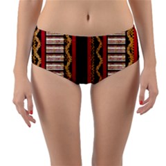 Textile Pattern Abstract Fabric Reversible Mid-waist Bikini Bottoms by Modalart