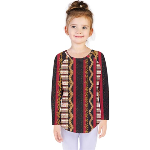 Textile Pattern Abstract Fabric Kids  Long Sleeve T-shirt by Modalart