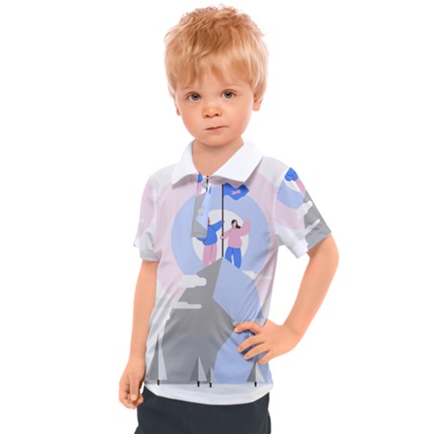 Achievement Success Mountain Clouds Kids  Polo T-shirt by Modalart