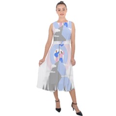 Achievement Success Mountain Clouds Midi Tie-back Chiffon Dress by Modalart