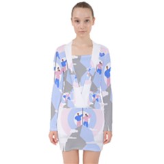 Achievement Success Mountain Clouds V-neck Bodycon Long Sleeve Dress by Modalart