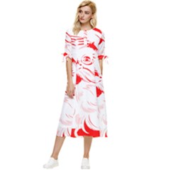 Santa Claus Red Christmas Bow Sleeve Chiffon Midi Dress by Modalart