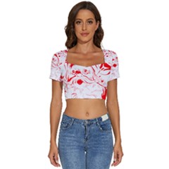 Santa Claus Red Christmas Short Sleeve Square Neckline Crop Top  by Modalart