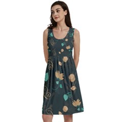 Flower Leaves Pattern Seamless Classic Skater Dress by Bedest