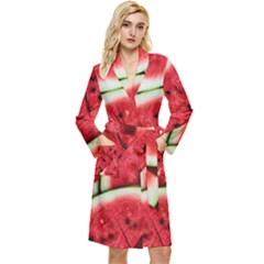 Watermelon Fruit Green Red Long Sleeve Velvet Robe by Bedest