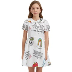 Abstract Fashion Background Suitable Fabric Printing Kids  Bow Tie Puff Sleeve Dress