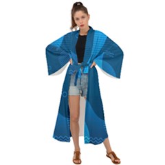 Abstract Classic Blue Background Maxi Kimono by Ndabl3x