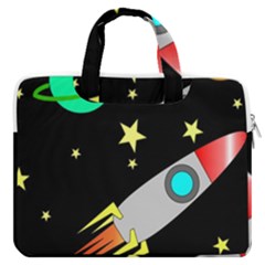 Planet Rocket Space Stars Macbook Pro 16  Double Pocket Laptop Bag  by Ravend