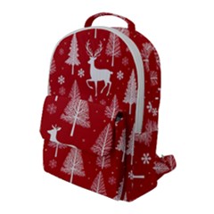 Christmas Tree Deer Pattern Red Flap Pocket Backpack (large) by Ravend