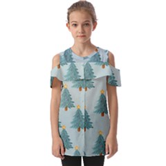 Christmas Trees Time Fold Over Open Sleeve Top by Ravend