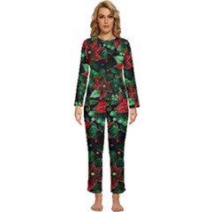 Flower Floral Pattern Christmas Womens  Long Sleeve Lightweight Pajamas Set by Ravend