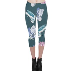 Butterfly Pattern Dead Death Rose Capri Leggings  by Ravend