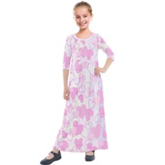 Valentine Background Hearts Bokeh Kids  Quarter Sleeve Maxi Dress by Ravend