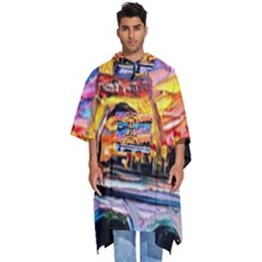 Eiffel Tower Starry Night Print Van Gogh Men s Hooded Rain Ponchos by Modalart