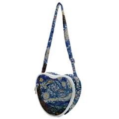 Mosaic Art Vincent Van Gogh Starry Night Heart Shoulder Bag by Modalart