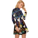 Cartoon Art Starry Night Van Gogh Long Sleeve Velour Longline Dress View3