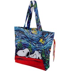 Dog House Vincent Van Gogh s Starry Night Parody Drawstring Tote Bag by Modalart