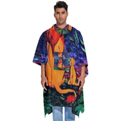 Lion Art Starry Night Van Gogh Men s Hooded Rain Ponchos by Modalart