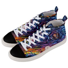 Cartoon Dog Vincent Van Gogh s Starry Night Parody Men s Mid-top Canvas Sneakers by Modalart