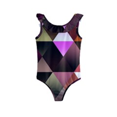 Abstract Geometric Triangles Shapes Kids  Frill Swimsuit