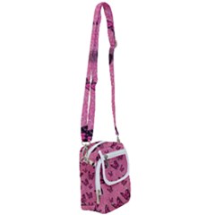 Pink Glitter Butterfly Shoulder Strap Belt Bag by Modalart