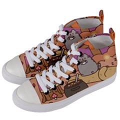 Pusheen Cute Fall The Cat Women s Mid-top Canvas Sneakers by Modalart