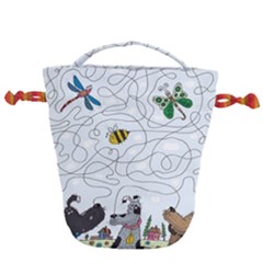 Dog Puzzle Maze Bee Butterfly Drawstring Bucket Bag by Modalart