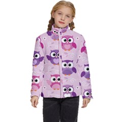 Seamless Cute Colourfull Owl Kids Pattern Kids  Puffer Bubble Jacket Coat by Bedest