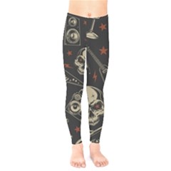 Grunge Seamless Pattern With Skulls Kids  Classic Winter Leggings