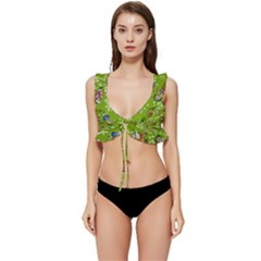 Seamless Pattern With Kids Low Cut Ruffle Edge Bikini Top