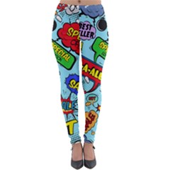 Comic Bubbles Seamless Pattern Lightweight Velour Leggings by Bedest