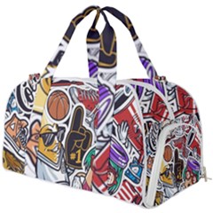 Vintage College Colorful Seamless Pattern Burner Gym Duffel Bag by Bedest