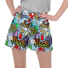 Graffiti Characters Seamless Patterns Women s Ripstop Shorts by Bedest