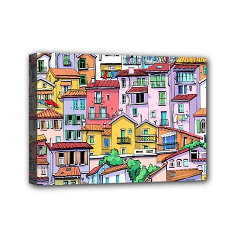 Menton Old Town France Mini Canvas 7  X 5  (stretched)