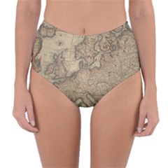 Old Vintage Classic Map Of Europe Reversible High-waist Bikini Bottoms