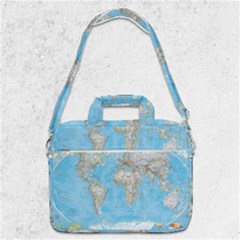 Blue White And Green World Map National Geographic Macbook Pro 13  Shoulder Laptop Bag  by Pakjumat