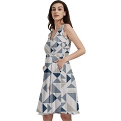 Geometric Triangle Modern Mosaic Sleeveless V-neck Skater Dress With Pockets by Hannah976