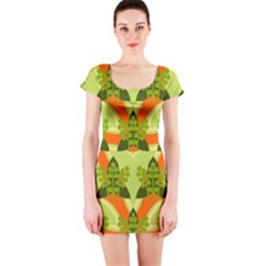 Texture Plant Herbs Herb Green Short Sleeve Bodycon Dress by Hannah976